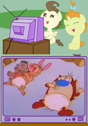 Size: 564x800 | Tagged: safe, pound cake, pumpkin cake, diaper, exploitable meme, meme, obligatory pony, ren and stimpy, tv meme