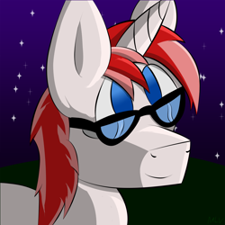 Size: 2000x2000 | Tagged: safe, artist:mylittlevisuals, oc, oc only, oc:dbpony, glasses, male, night, solo, stars