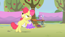 Size: 1280x720 | Tagged: safe, derpibooru import, screencap, apple bloom, sweetie belle, pony, the show stoppers, bipedal, derp