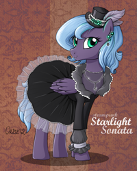 Size: 595x745 | Tagged: safe, artist:magicaitrevor, derpibooru import, oc, oc only, pegasus, pony, hat, necklace, not luna, solo, starlight sonata