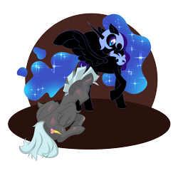 Size: 1600x1600 | Tagged: safe, artist:iabelle, nightmare moon, oc, oc:charger, shadowbolts