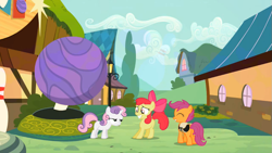 Size: 969x545 | Tagged: safe, derpibooru import, screencap, apple bloom, scootaloo, sweetie belle, the cutie pox, cutie mark crusaders