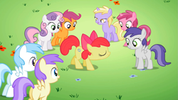 Size: 969x545 | Tagged: safe, derpibooru import, screencap, alula, apple bloom, cotton cloudy, dinky hooves, pluto, ruby pinch, scootaloo, sweetie belle, tornado bolt, the cutie pox, filly