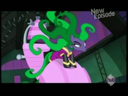 Size: 720x540 | Tagged: safe, derpibooru import, screencap, mane-iac, power ponies (episode), hub logo