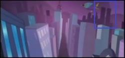 Size: 620x288 | Tagged: safe, derpibooru import, edit, edited screencap, screencap, power ponies (episode), building, city, ground zero, tower, towers, twin towers, world trade center, wtf