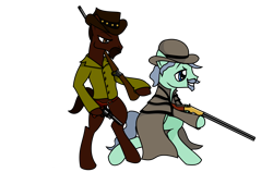 Size: 1900x1200 | Tagged: safe, artist:think-pink-live-lime, pony, bipedal, django, django unchained, dr. king schultz, gun, ponified, rifle, weapon