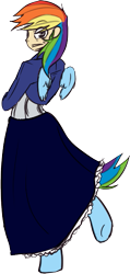 Size: 285x597 | Tagged: artist needed, safe, oc, oc only, oc:prism, satyr, bioshock infinite, clothes, cosplay, crossover, dress, elizabeth, offspring, parent:rainbow dash, solo