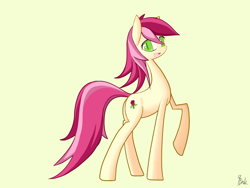 Size: 1920x1440 | Tagged: safe, artist:9pak, roseluck, earth pony, pony, female, happy, mare, solo, two toned mane, white coat