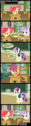 Size: 447x1786 | Tagged: safe, artist:huskkies, derpibooru import, apple bloom, bon bon, scootaloo, sweetie belle, sweetie drops, comic