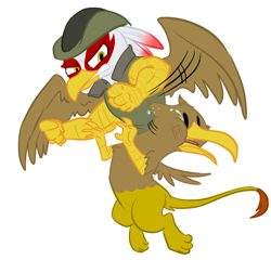 Size: 842x810 | Tagged: safe, artist:combomeal2, artist:php27, derpibooru import, fight, griffy, griffy the griffin, roogna