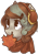 Size: 594x818 | Tagged: safe, artist:johling, derpibooru import, oc, oc only, oc:maple, earth pony, pony, :t, bust, clothes, cute, earmuffs, hairclip, leaf, mouth hold, nom, scarf, simple background, smiling, solo, transparent background