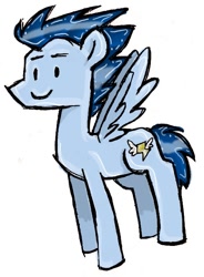 Size: 497x676 | Tagged: safe, artist:faolaneternal, derpibooru import, soarin', pegasus, pony, blue coat, blue mane, male, solo, stallion, wings