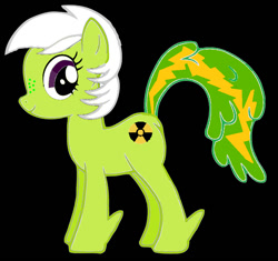 Size: 982x922 | Tagged: safe, artist:psyko6669, derpibooru import, oc, oc only, earth pony, object pony, original species, black background, female, mare, ponified, radioactive, radioactive pony, simple background, solo, thorium