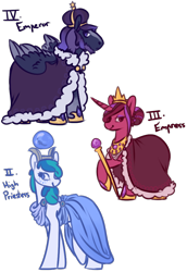 Size: 690x1004 | Tagged: safe, artist:spideride, derpibooru import, oc, oc only, cape, clothes, emperor, empress, freckles, high priestess, ponified, tarot, tarot card