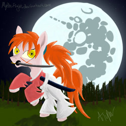 Size: 1440x1440 | Tagged: safe, artist:mythsflight, kenshin himura, moon, ponified, rurouni kenshin, solo