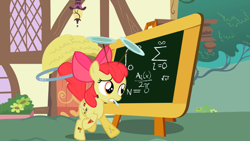 Size: 969x545 | Tagged: safe, derpibooru import, screencap, apple bloom, the cutie pox, cutie pox, fancy mathematics, math, solo