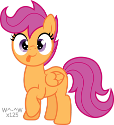 Size: 1600x1759 | Tagged: safe, artist:sasukex125, scootaloo, pony, cute, cutealoo, derp, silly, silly pony, simple background, solo, transparent background, vector