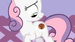 Size: 640x360 | Tagged: safe, sweetie belle, cutie mark, jaeger meister, meme, solo