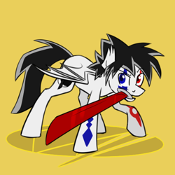 Size: 500x500 | Tagged: safe, artist:anjevalart, derpibooru import, oc, oc only, bat pony, pony, hikaru eclipse, mouth hold, solo, sword, weapon