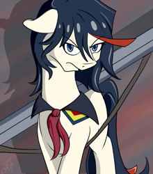 Size: 901x1024 | Tagged: safe, artist:tlatophat, derpibooru import, kill la kill, ponified, ryuko matoi, solo