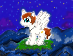 Size: 926x717 | Tagged: safe, artist:myoshi2011, derpibooru import, radiance, oc, oc only, alicorn, pony, alicorn oc, cross, necklace, solo