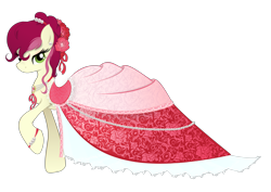 Size: 8185x5787 | Tagged: safe, artist:malwinahalfmoon, roseluck, absurd resolution, alternate hairstyle, beautiful, clothes, dress, earring, gala dress, gradient, necklace, pearl, rose, simple background, solo, transparent background, vector, vintage