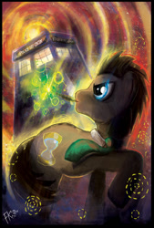 Size: 400x593 | Tagged: safe, artist:francisco-k, doctor whooves, epic, solo, tardis, traditional art