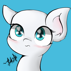 Size: 1400x1400 | Tagged: safe, artist:lightningnickel, derpibooru import, oc, oc only, oc:cotton candy, bald, blushing, cute, scrunchy face, solo, tumblr