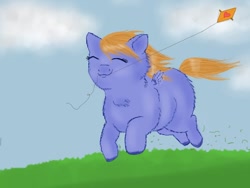 Size: 1024x768 | Tagged: safe, artist:waggytail, derpibooru import, fluffy pony, hugbox, kite, meadow, solo
