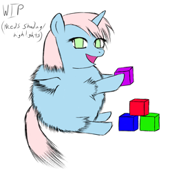 Size: 2000x2000 | Tagged: safe, artist:shadowfluff, derpibooru import, fluffy pony, blocks, fluffy pony original art, solo