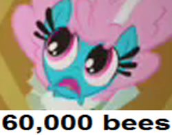 Size: 336x263 | Tagged: safe, seabreeze, bee, breezie, 60000 bees, brian drummond, expand dong, exploitable meme, faic, image macro, meme, needs more jpeg, over 9000, solo, voice actor joke