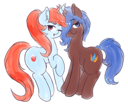 Size: 1280x1055 | Tagged: safe, artist:wickedsilly, oc, oc only, oc:emberfrost, oc:frostfire, pony, unicorn, sisters