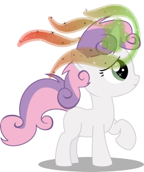 Size: 1022x1223 | Tagged: dead source, safe, artist:katequantum, derpibooru import, sweetie belle, pony, unicorn, female, filly, magic, multicolored magic, one hoof raised, raised hoof, simple background, solo, svg, transparent background, vector