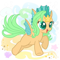 Size: 1000x1000 | Tagged: safe, artist:fuutachimaru, oc, oc only, merpony, pegasus, pony, art trade, filly, ocean, solo