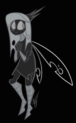 Size: 435x707 | Tagged: safe, artist:egophiliac, derpibooru import, oc, oc only, oc:imogen, changeling, changeling queen, human, changeling oc, changeling queen oc, female, grayscale, humanized, monochrome, moonstuck, queen imogen, solo