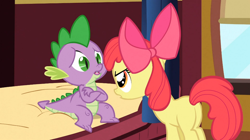 Size: 1054x592 | Tagged: safe, derpibooru import, screencap, apple bloom, spike, dragon, just for sidekicks