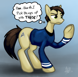 Size: 916x907 | Tagged: safe, artist:thepipefox, derpibooru import, bone, clothes, leonard mccoy, ponified, solo, star trek, star trek (tos), uniform