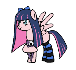 Size: 419x389 | Tagged: safe, artist:ridleywolf, derpibooru import, pegasus, pony, anarchy stocking, clothes, crossover, honekoneko, panty and stocking with garterbelt, ponified, solo, stockings, wip