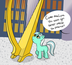 Size: 900x812 | Tagged: safe, artist:okiedokielowkey, artist:pacce, derpibooru import, lyra heartstrings, colored, cute, filly, harp, lyre, musical instrument, solo