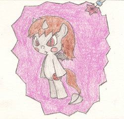 Size: 914x874 | Tagged: safe, artist:eternaljonathan, alicorn, hybrid, pony, imp, ponified, traditional art