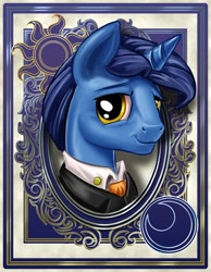 Size: 700x900 | Tagged: safe, artist:harwick, derpibooru import, night light, pony, unicorn, bust, harwick's sun/moon portraits, male, portrait, solo, stallion