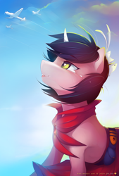 Size: 2050x3036 | Tagged: safe, artist:antiander, oc, oc only, pony, unicorn, plane, solo