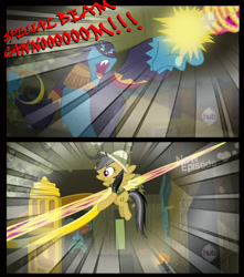 Size: 1344x1520 | Tagged: safe, artist:ponymaan, derpibooru import, ahuizotl, daring do, daring don't, comic, dragon ball z, makankosappo, parody, pillar of burnination, rings of scorchero, special beam cannon