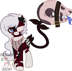 Size: 814x801 | Tagged: safe, artist:batmanbrony, derpibooru import, oc, oc only, monster pony, original species, piranha plant pony, augmented tail, bandana, solo