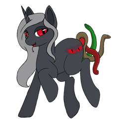 Size: 894x894 | Tagged: safe, artist:carrotveggiequeen, derpibooru import, oc, oc only, pony, unicorn, augmented tail, solo, tongue out