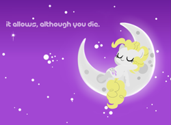 Size: 983x720 | Tagged: safe, artist:momo, derpibooru import, surprise, g1, chibi, moon, relaxing, sleeping, solo, stars, tangible heavenly object