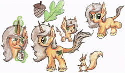 Size: 3264x1909 | Tagged: safe, artist:autumn-dreamscape, derpibooru import, oc, oc only, oc:autumn oak, squirrel, diet coke, solo, traditional art