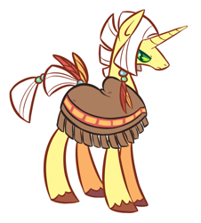 Size: 731x808 | Tagged: safe, artist:gobixhoukou, derpibooru import, oc, oc only, oc:racing diamond, pony, clothes, feather, male, poncho, solo, stallion, unshorn fetlocks