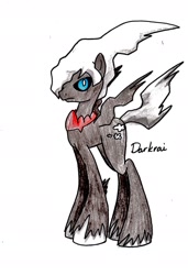 Size: 1497x2187 | Tagged: safe, artist:minty-red, derpibooru import, darkrai, pokémon, ponified, solo