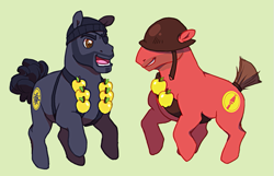 Size: 775x500 | Tagged: safe, artist:steammonster, derpibooru import, demoman, ponified, soldier, team fortress 2